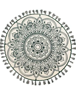 Beliani Matto Puuvilla Kermanvalkoinen/Vihrea O 120 Cm Irice Best