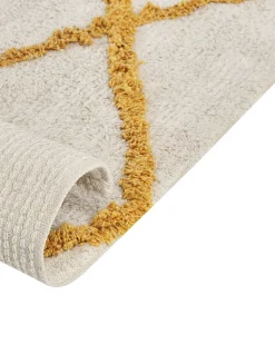 Beliani Matto Puuvilla Luonnonvalkoinen/Keltainen 160 X 230 Cm Beyler Cheap