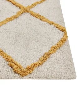 Beliani Matto Puuvilla Luonnonvalkoinen/Keltainen 160 X 230 Cm Beyler Cheap