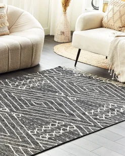 Beliani Matto Puuvilla Musta/Valkoinen 160 X 230 Cm Khenifra Best Sale