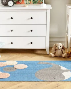 Beliani Matto Puuvilla Sininen 80 X 150 Cm Balabang New