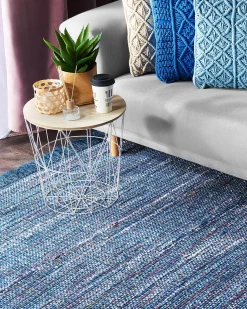 Beliani Matto Puuvilla Sininen 140 X 200 Cm Besni Cheap