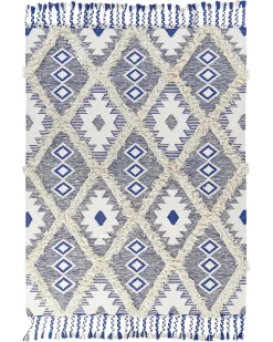 Beliani Matto Puuvilla Vaalea Beige/Sininen 140 X 200 Cm Manavgat Online