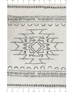 Beliani Matto Puuvilla Valkoinen/Musta 160 X 230 Cm Khouribga Shop