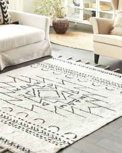 Beliani Matto Puuvilla Valkoinen/Musta 160 X 230 Cm Khouribga Shop