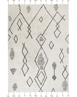 Beliani Matto Puuvilla Valkoinen/Musta 160 X 230 Cm Kebir Sale