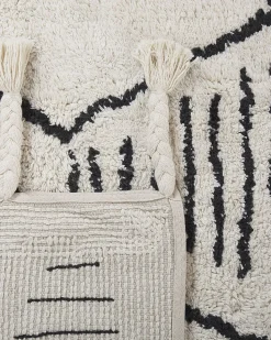 Beliani Matto Puuvilla Valkoinen/Musta 160 X 230 Cm Kebir Sale