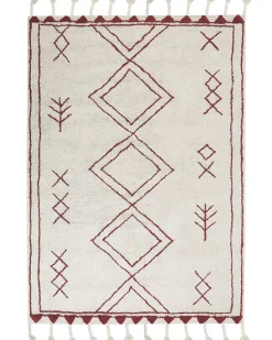 Beliani Matto Puuvilla Valkoinen/Punainen 160 X 230 Cm Kenitra Flash Sale