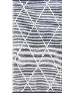 Beliani Matto Puuvilla Valkoinen/Sininen 80 X 150 Cm Synopa Hot