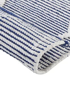 Beliani Matto Puuvilla Valkoinen/Sininen 80 X 150 Cm Synopa Hot