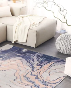 Beliani Matto Sininen/Beige 160 X 230 Cm Gebze Online