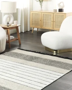 Beliani Matto Villa Beige/Musta 160 X 230 Cm Yazlik Shop