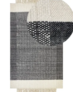 Beliani Matto Villa Musta/Luonnonvalkoinen 160 X 230 Cm Atlanti Discount