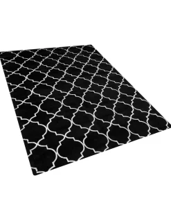 Beliani Matto Viskoosi Musta/Hopea 160 X 230 Cm Yelki Cheap