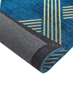 Beliani Matto Viskoosi Sininen/Kulta 160 X 230 Cm Vekse Clearance