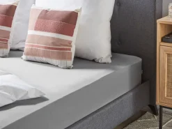 Beliani Muotoonommeltu Puuvillalakana 90 X 200 Cm Vaaleanharmaa Hofuf Shop