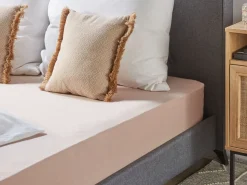 Beliani Muotoonommeltu Puuvillalakana 90 X 200 Cm Beige Hofuf New