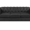Beliani Musta 3-Istuttava Keinonahkasohva Chesterfield Hot