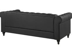 Beliani Musta 3-Istuttava Keinonahkasohva Chesterfield Hot