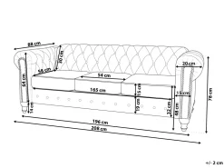 Beliani Musta 3-Istuttava Keinonahkasohva Chesterfield Hot