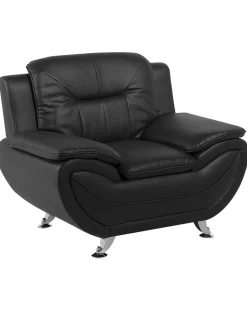 Beliani Musta Keinonahkainen Nojatuoli Leira Fashion
