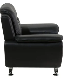 Beliani Musta Keinonahkainen Nojatuoli Leira Fashion