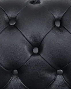 Beliani Musta Nahkaverhoiltu Nojatuoli Chesterfield Clearance