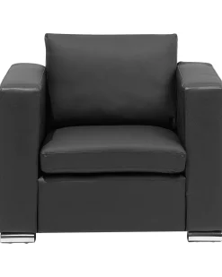 Beliani Musta Nahkaverhoiltu Nojatuoli Helsinki Cheap