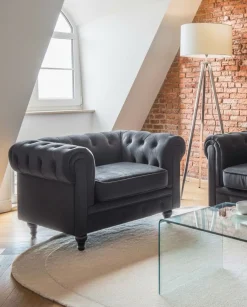 Beliani Musta Samettiverhoiltu Nojatuoli Chesterfield Sale