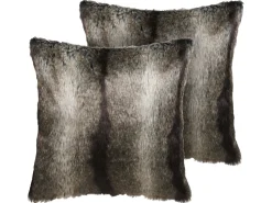 Beliani Mustavalkoinen Keinoturkis Koristetyynysetti 45 X 45 Cm 2 Kpl Rubrum Sale