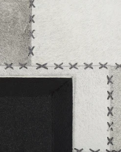 Beliani Nahkainen Matto Harmaa/Beige 160X230Cm Pervari Hot