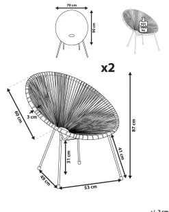 Beliani Narutuoli Polyrottinki Valkoinen 2 Kpl Acapulco Ii Online