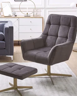 Beliani Nojatuoli Ja Rahi Samettinen Harmaa Molle Cheap