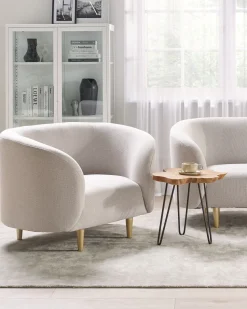 Beliani Nojatuoli Kangas Beige/Kulta Loen Best