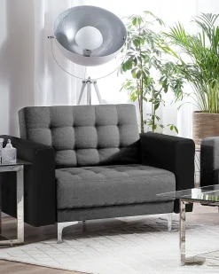 Beliani Nojatuoli Kangas Vaaleanharmaa/Musta Aberdeen New