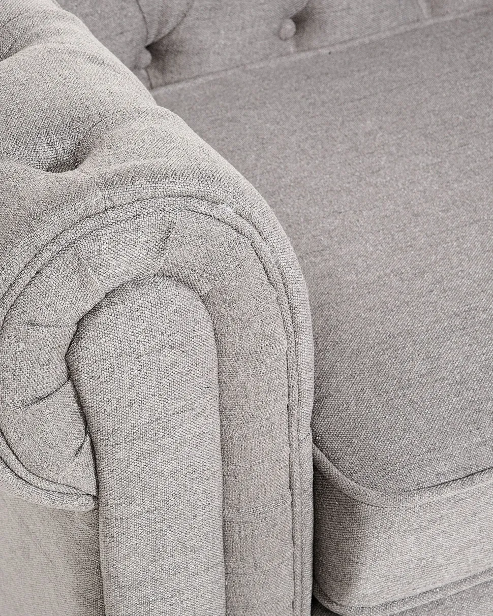 Beliani Nojatuoli Kangas Vaaleanharmaa Chesterfield Fashion