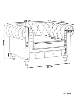 Beliani Nojatuoli Kangas Vaaleanharmaa Chesterfield Fashion