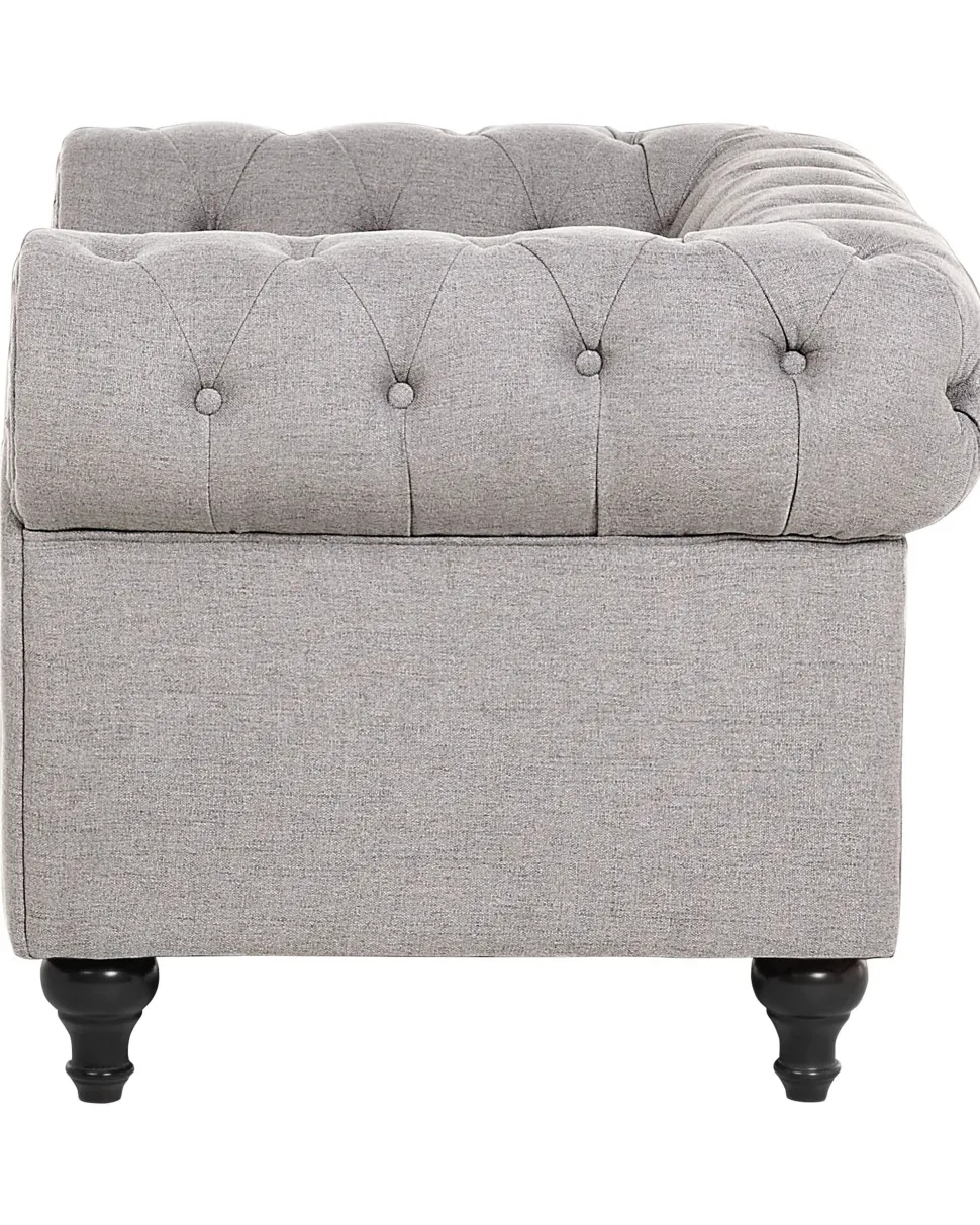 Beliani Nojatuoli Kangas Vaaleanharmaa Chesterfield Fashion