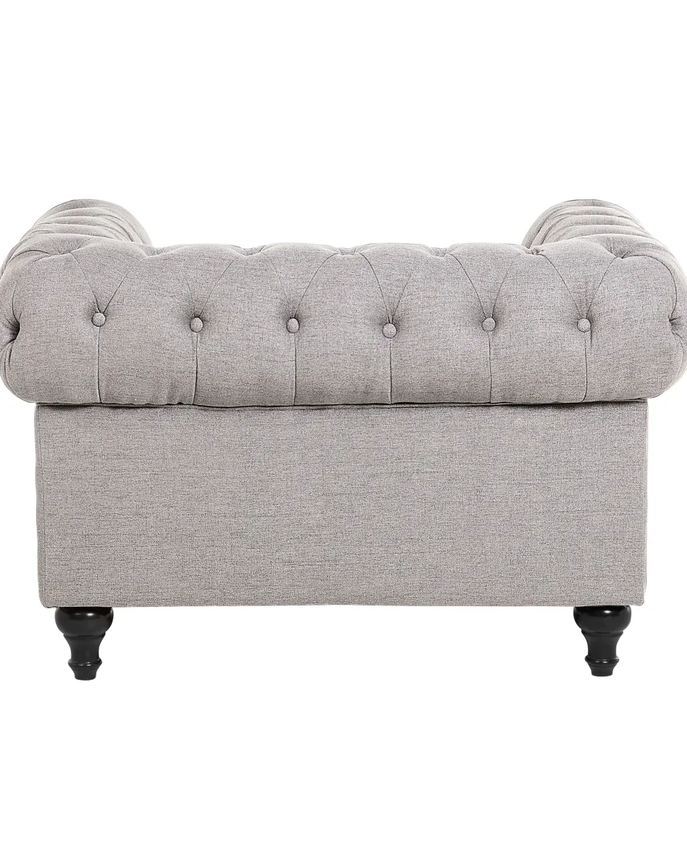 Beliani Nojatuoli Kangas Vaaleanharmaa Chesterfield Fashion