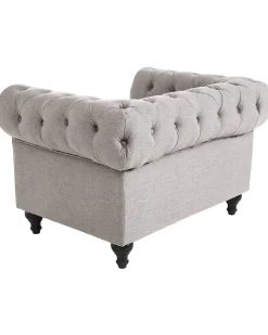 Beliani Nojatuoli Kangas Vaaleanharmaa Chesterfield Fashion