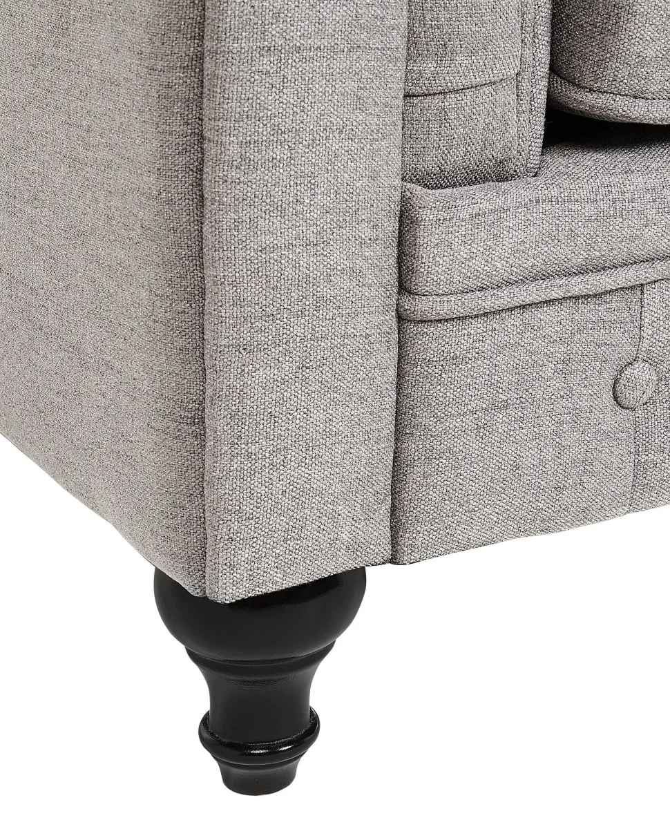 Beliani Nojatuoli Kangas Vaaleanharmaa Chesterfield Fashion