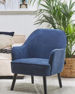 Beliani Nojatuoli Kankainen Tummansininen Loken Best Sale