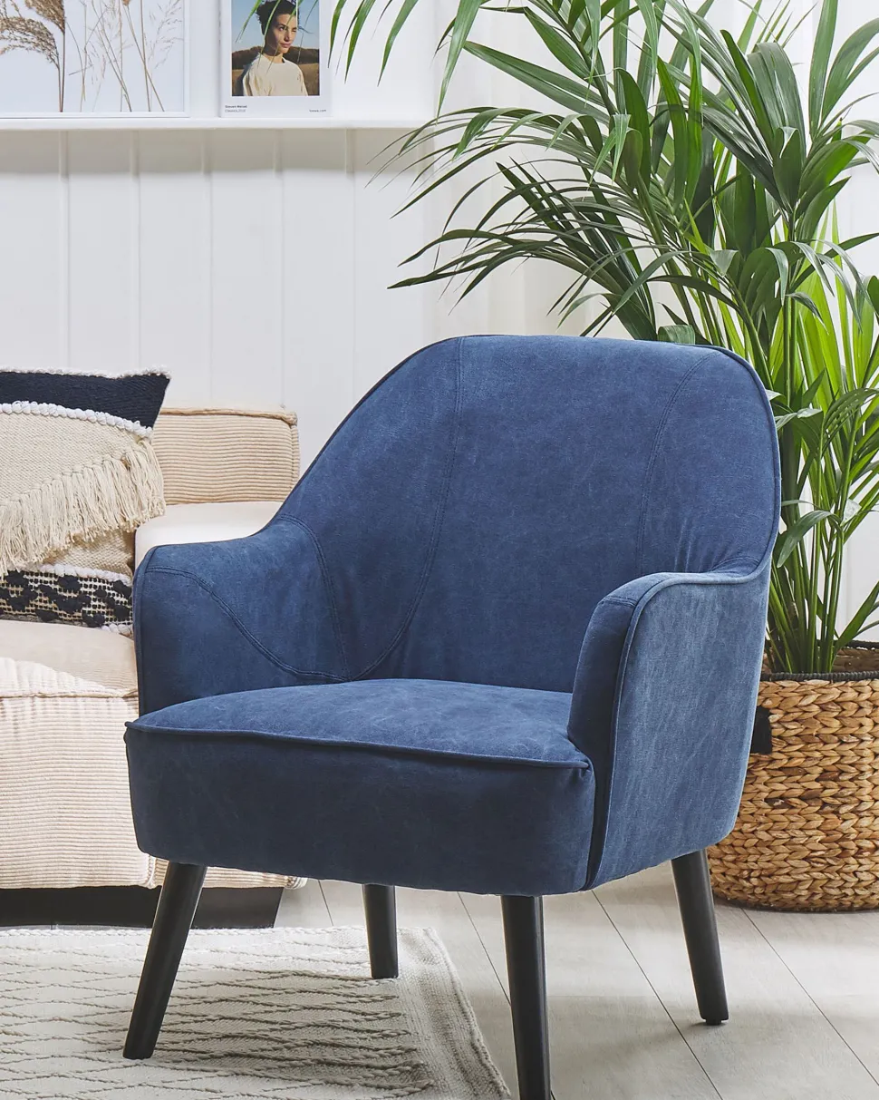 Beliani Nojatuoli Kankainen Tummansininen Loken Best Sale