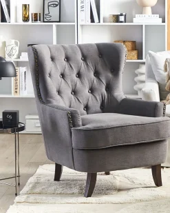 Beliani Nojatuoli Kankainen Tummanharmaa Viborg Ii Online