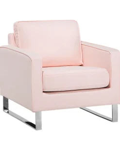 Beliani Nojatuoli Kankainen Vaaleanpunainen Vind Fashion