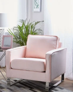 Beliani Nojatuoli Kankainen Vaaleanpunainen Vind Fashion