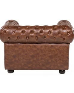 Beliani Nojatuoli Keinonahka Kullanruskea Chesterfield Online