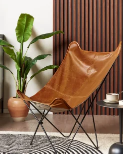 Beliani Nojatuoli Keinonahka Kullanruskea Nybro Sale