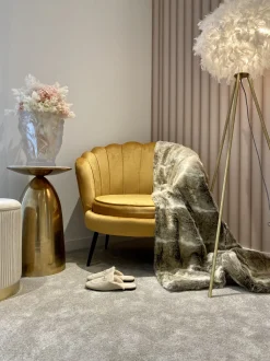 Beliani Nojatuoli Keltainen Sametti Lovikka Flash Sale