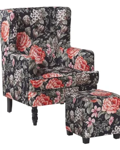 Beliani Nojatuoli Rahilla Kukkakuviollinen Musta Sandset Best Sale